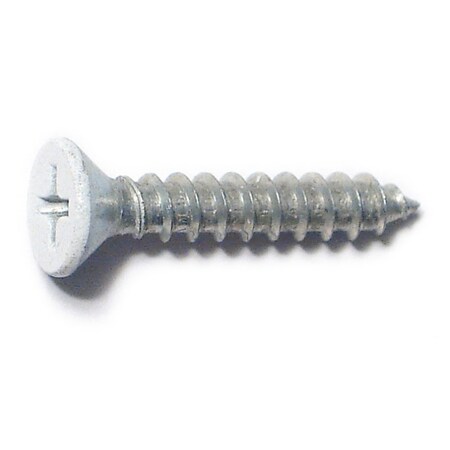 Midwest Fastener Wood Screw, #9, 1 in, White Steel Flat Head Phillips Drive, 35 PK 79371